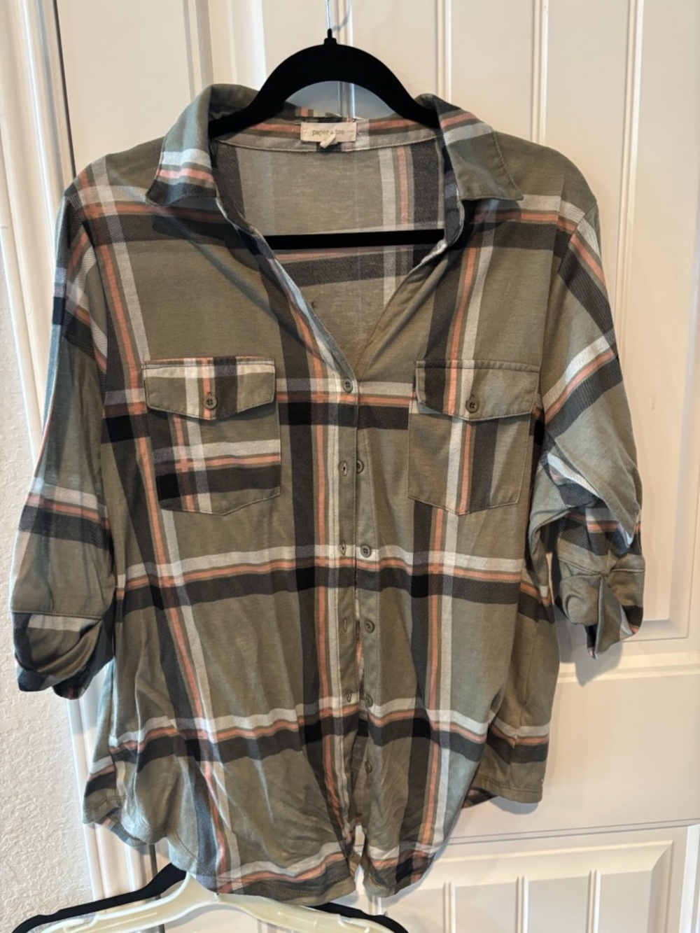 Button down top…lots of plaid